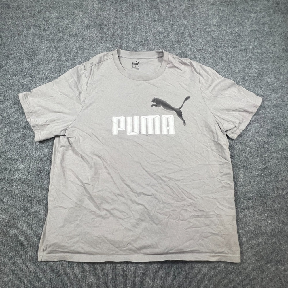Puma Essentials Logo T Shirt Mens 2XL Heathered Gray Graphic Crew Neck Casual